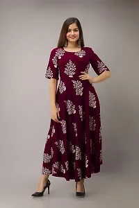 Sweety Enterprises Women's Floral Printed Ankle Length Plus Gown Dress (gown-06-MN-M) Maroon-thumb2