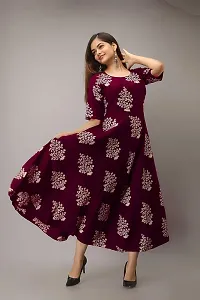 Sweety Enterprises Women's Floral Printed Ankle Length Plus Gown Dress (gown-06-MN-XL) Maroon-thumb4