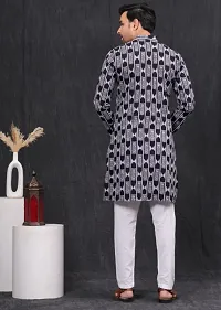 Indian Ethnic Wear Black  White Cotton Kurta with Matching Pajama-thumb1