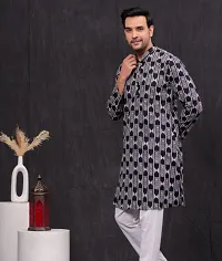 Indian Ethnic Wear Black  White Cotton Kurta with Matching Pajama-thumb2