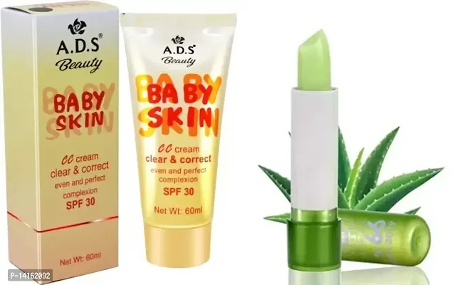 ADS Baby skin CC cream With Aloevera lip balm pack of 2@