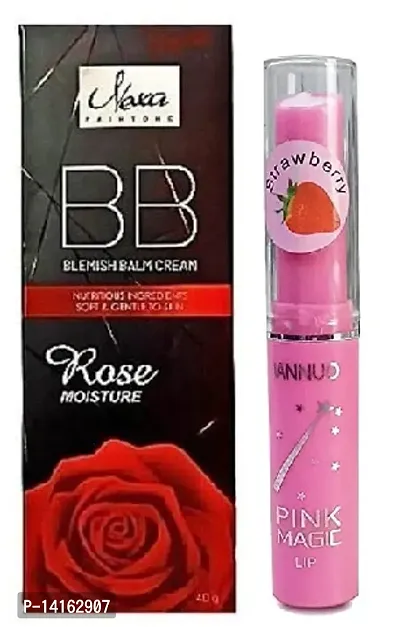 nexa BB rose foundation With pink lip balm pack of 2@-thumb0