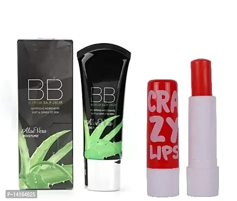 Nexa BB Aloevera foundation With crazy lip balm pack of 2#