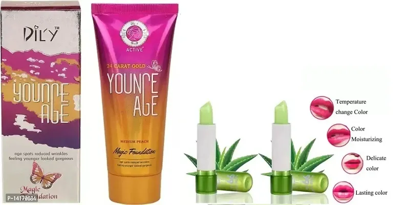 dily Younge age foundation + Aloevera lip balm 2 pack of 3-thumb0