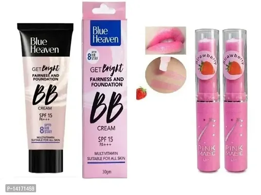 Blue Heaven get bb liquid foundtion with pink lip balm 2 pack of 3