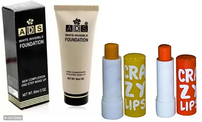 Women Beauty White foundation with Crazy lip balm 2 pack of 3*