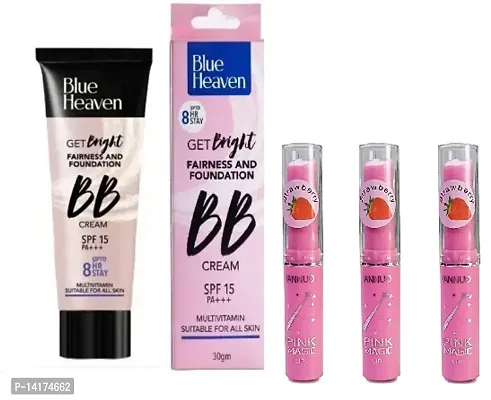 Blue Heaven get Bright BB foundtion with pink lip balm  4 pack of 4