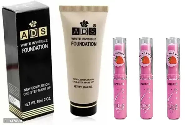 Ads White foundation  With pink lip balm 3 pack of 4#