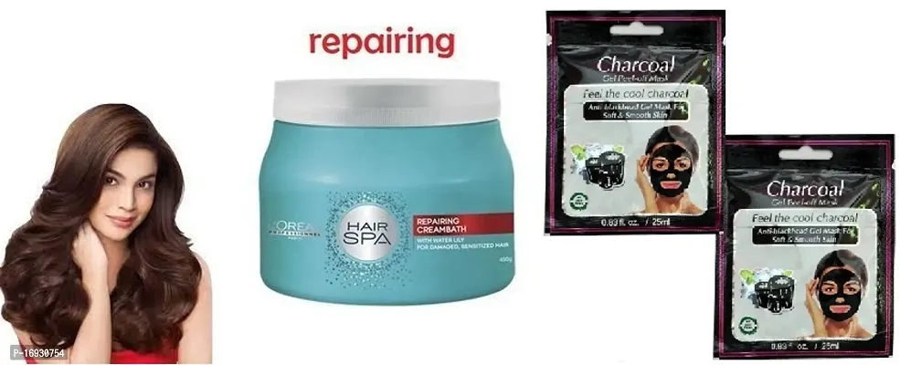 Repairing hair spa 490g with charcoal pauch 2 pack of 3