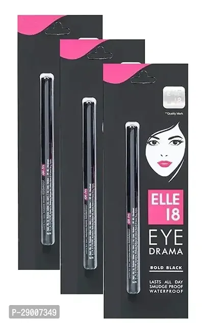 ElLe 18 Water Proof  Eye Drama Bold Black Kajal (Pack Of-3)-thumb0