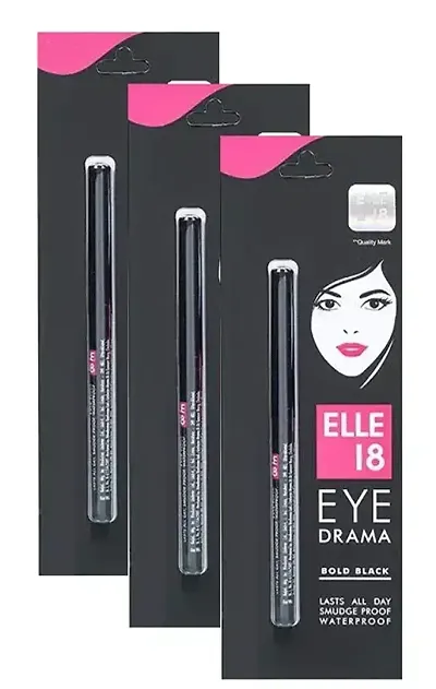 ElLe 18 Water Proof  Eye Drama Bold Black Kajal (Pack Of-3)