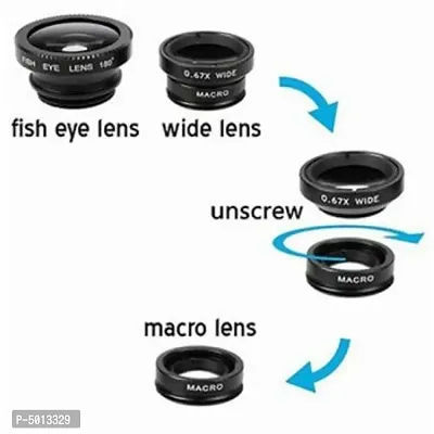 Fleejost Universal 3 In 1 Cell Phone Camera Lens Kit Fish Eye Lens 2 In 1 Macro Lens Wide Angle Lens Universal Cl-thumb3