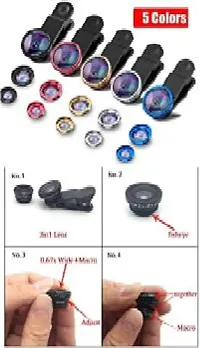 Fleejost Universal 3 In 1 Cell Phone Camera Lens Kit Fish Eye Lens 2 In 1 Macro Lens Wide Angle Lens Universal Cl-thumb1