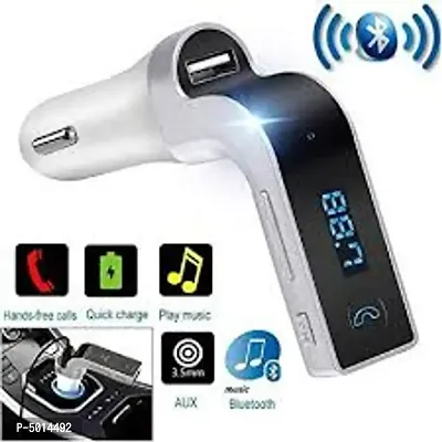 Car G7 Car Charger Cum Fm Tunner  Pubg Silver Metal Trigger Car Charger Mobile Charger