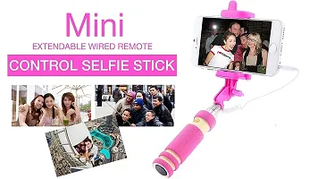 Mini Selfie Stick With Aux Cable Wired Self Portrait Mini Monopod Holder For iOS Android Phones-thumb1