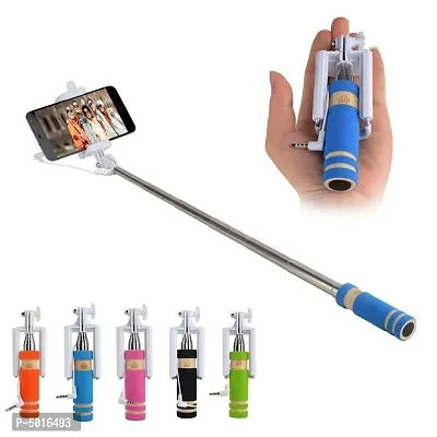 Mini Selfie Stick With Aux Cable Wired Self Portrait Mini Monopod Holder For iOS Android Phones-thumb0