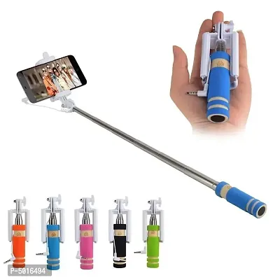 Premium Quality Aux Wired Foldable Mini Monopod Pocket Selfie Stick-thumb0