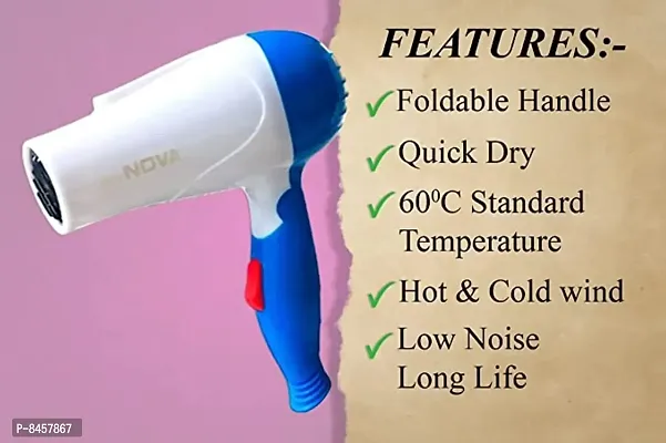 Combo Set Of New Nova Hair Dryer-1290 Foldable Dryer- Multi Colour + 3 In 1 Eyebrow Razors-thumb3