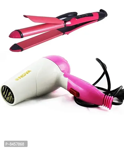 2In1 Hair Curler + Straightener and Hair Dryer Hair Dryer  33 W, Pink, White, Black-thumb0