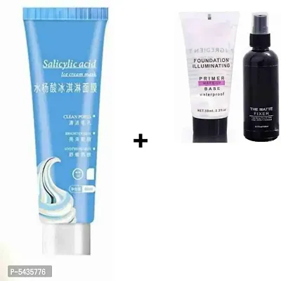 Salicylic Ice Cream Mask Ultra Cleansing, Brighten and whiten Gel Primer 50ml and Most Trending Fixer-thumb0