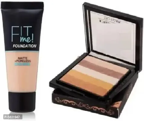 FIT ME FOUNDATION COMBO WITH INSTANT GLOW Shimmer Brick Face Makeup Highlighter for Women  (2 Items in the set)