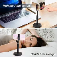 Universal Mobile Stand with Adjustable Height for Table | 360 Degree Rotation Mobile Holder for Table and Bed Compatible with All Smartphones (Black)-thumb1