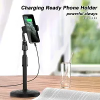 Universal Mobile Stand with Adjustable Height for Table | 360 Degree Rotation Mobile Holder for Table and Bed Compatible with All Smartphones (Black)-thumb2