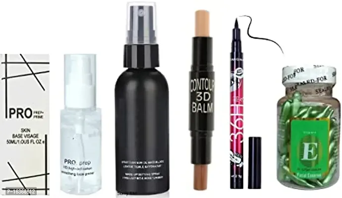 AMAZING MAKEUP COMBO,1 PRO PRE PRIMER,1 FIXER,1 CONTOUR 3D BALM STICK,36 H EYELINER,FACE CAPSULE VITAMIN E FOR GILRS