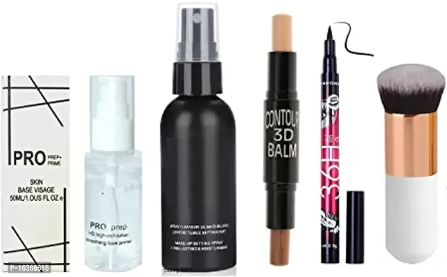 AMAZING MAKEUP COMBO,1 PRO PRE PRIMER,1 FIXER,1 CONTOUR 3D BALM STICK,36 H EYELINER,BLUSH BRUSH FOR GILRS-thumb0