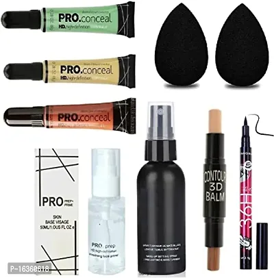 AMAZING MAKEUP COMBO,1 PRO PRE PRIMER,1 FIXER,1 CONTOUR 3D BALM STICK,36 H EYELINER,3 SHADE PRO CONCEALER,2 BEAUTY BLENDER FOR GILRS-thumb0