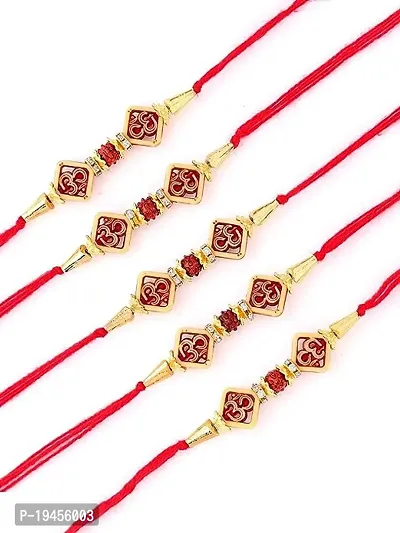 AVYA Rudraksh Rakhi with Roli Chawal for Brother -Set of 5