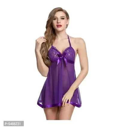 Lace Baby Doll Dresses Purple Color With Panty-thumb0