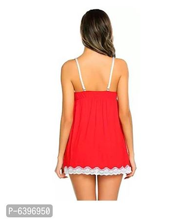 New Stylish Floral Above knee Baby Doll Sexy Night dress Red Color For Women Ladies-thumb2