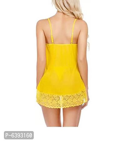 Womens New Fancy Stylish Baby Doll Dresses Night dress Nightwear For Women Yellow Color-thumb2