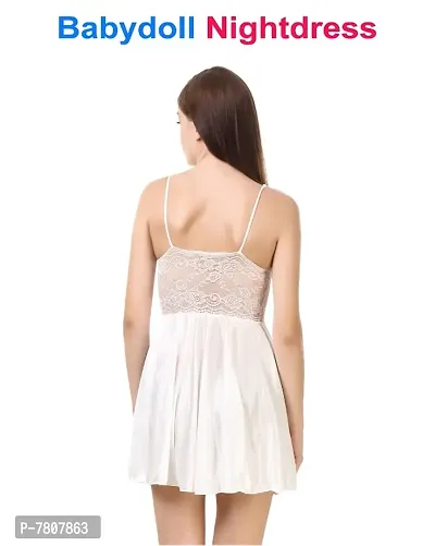 Stylish White Satin Baby dolls Dresses For Women-thumb2