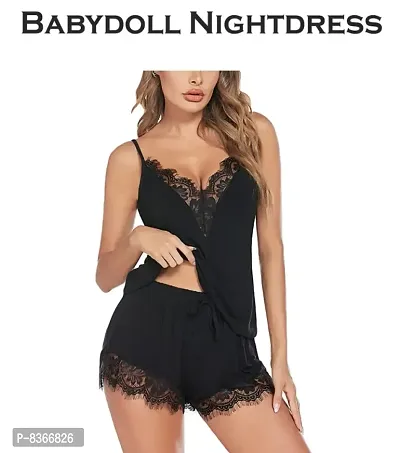 Womens Adorable New Fancy Stylish Baby Doll Dresses Nightwear Night Dress Black Color-thumb0