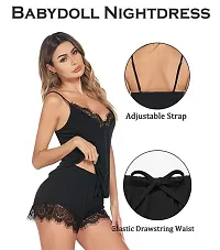 Womens Adorable New Fancy Stylish Baby Doll Dresses Nightwear Night Dress Black Color-thumb2