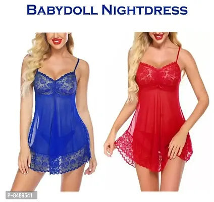 Adorable Women Attractive Baby dolls Dresses Nightwear Sexy Night Dresses Free Size (28 to 36 Inch)-thumb0