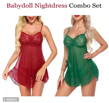 Adorable Attractive Hot amp; Sexy Baby dolls Dresses Nightwear Night suit Sexy Night Dresses Free Size (28 to 36 Inch)