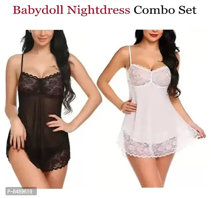 Adorable Attractive Hot amp; Sexy Baby dolls Dresses Nightwear Night suit Sexy Night Dresses Free Size (28 to 36 Inch)-thumb0