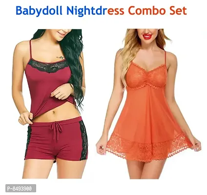 Adorable Women Attractive Baby dolls Dresses Nightwear Sexy Night Dresses Free Size (28 to 36 Inch)