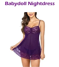 Adorable Attractive Hot amp; Sexy Baby dolls Dresses Nightwear Night suit Sexy Night Dresses Free Size (28 to 36 Inch)-thumb1