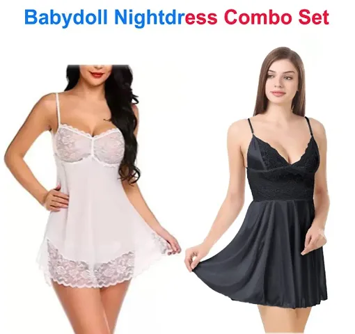 Adorable Women Attractive Baby dolls Dresses Nightwear Sexy Night Dresses Free Size (28 to 36 Inch)