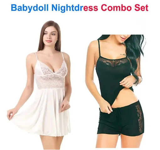 Adorable Women Attractive Baby dolls Dresses Nightwear Sexy Night Dresses Free Size (28 to 36 Inch)