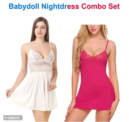 Adorable Women Attractive Baby dolls Dresses Nightwear Sexy Night Dresses Free Size (28 to 36 Inch)