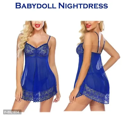 Adorable Women Attractive Baby dolls Dresses Nightwear Sexy Night Dresses Free Size (28 to 36 Inch)-thumb2