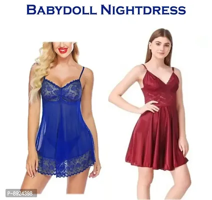 Adorable Women Attractive Baby dolls Dresses Nightwear Sexy Night Dresses Free Size (28 to 36 Inch)