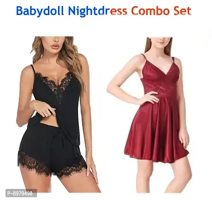 Buy XAWONA X3 Women Baby Doll Dress Nightwear , Designer Lace
