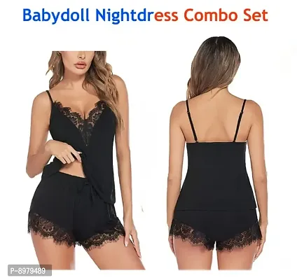 Adorable Women Attractive Baby dolls Dresses Nightwear Sexy Night Dresses Free Size (28 to 36 Inch) Combo-thumb3