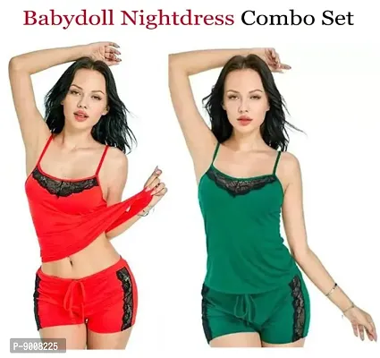 Adorable Women Attractive Baby dolls Dresses Nightwear Sexy Night Dresses Free Size (28 to 36 Inch) Combo-thumb0
